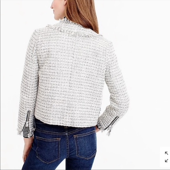 J. Crew Lady Jacket in Metallic Tweed Fringe Trim Blazer Size 6 - Picture 3 of 13